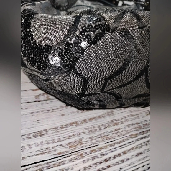 Coach Madison Sequin Logo Satchel Bag Silver Black 2000s Y2K Style 15940 Op Art - Picture 8 of 12